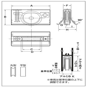 メタル入り取替戸車 平型　ジュラコン車