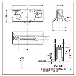 サッシ取替戸車 V型 ジュラコン車