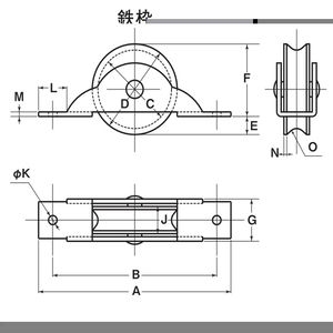 黒ナイロン戸車　丸型