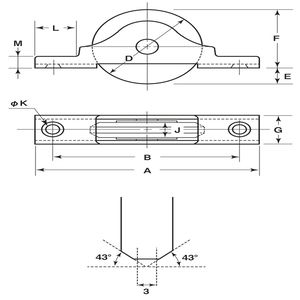 ベアリング入 LP型戸車プラスV型