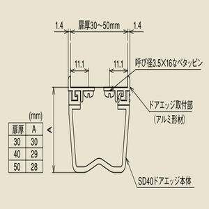 インテリアドアハンガー　SD40ドアエッジ