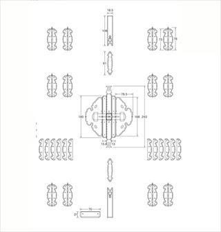 仏間用金具(五分巾)12枚蝶番付　No.6大