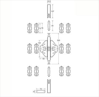 仏間用金具(七分巾)12枚蝶番付　NO.7