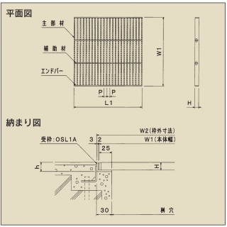 ステンレス製グレーチング　集水桝用　　※受枠別途