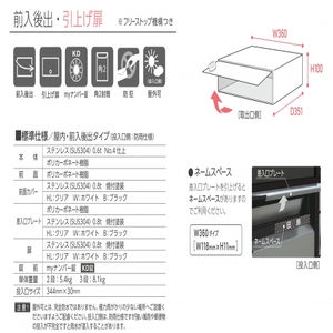 集合住宅向けメールボックス　サンポスタ　省スペースタイプ　前入後出　引上げ扉