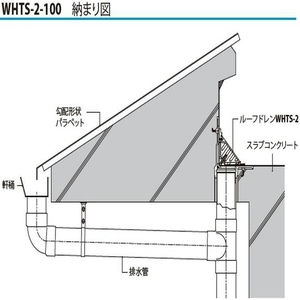 鋳鉄製ルーフドレン　防水層張掛け幅 100mm　パラペットコーナー部たて引き用「打込型」改質アスファルトシート・シート防水用「ねじ込み式」