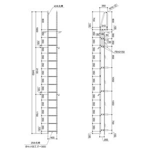 塔屋タラップ 下水道事業団型 H-16-1(平成20年度) 本体 ステン304バフ#400研磨