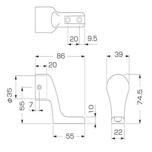 35Φスリムエンドブラケット（L型）