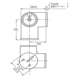 35Φ・32Φ兼用カバー式コーナーエルボ