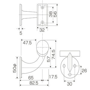 35Φ壁半受ブラケット