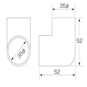 35Φ90°固定コーナー金具