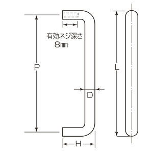 ステンレス　クローム丸棒ハンドル（裏ビス）