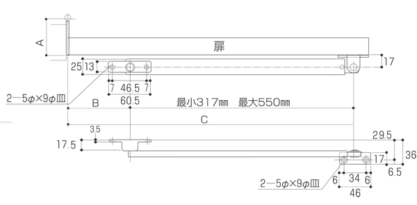 ステンレス　ニュードアストッパー（高受型）（細座）