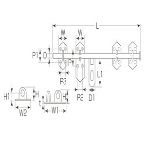 ユニクロ　丸棒貫抜（木扉用）（16Φ）