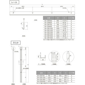 壁面取付システム収納 ES-rack レール　商品コード96084164