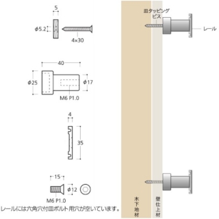 壁面取付上下レールセット（コード325015）