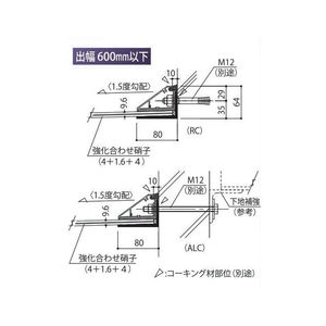 ガラスひさし（カラーガラス） サポートポールなし（外壁RCのみ庇の後付け可能）