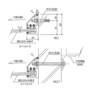 ガラスひさし サポートポール(直径37)代含む（外壁RCのみ庇の後付け可能）