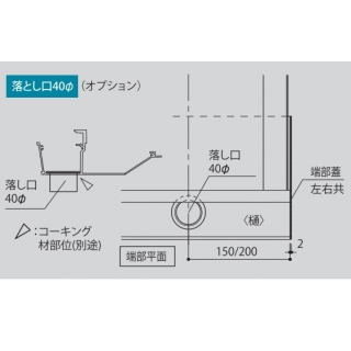 三方樋仕様（G）用たてどい落し口オプション　（片側1か所）