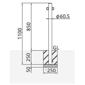 バリカーピラー型　車止め　スタンダード　ステンレスタイプ　φ60.5　H850