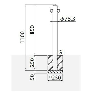バリカーピラー型　車止め　スタンダード　ステンレスタイプ　φ76.3　H850