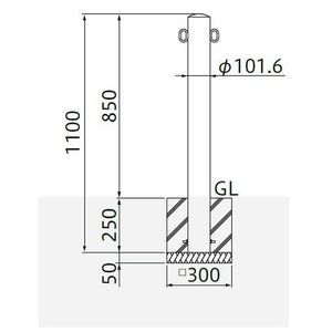 バリカーピラー型　車止め　スタンダード　ステンレスタイプ　φ101.6　H850