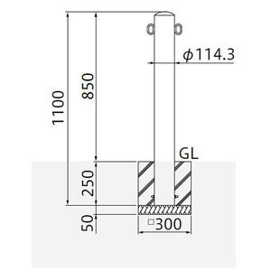 バリカーピラー型　車止め　スタンダード　ステンレスタイプ　φ114.3　H850