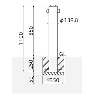 バリカーピラー型　車止め　スタンダード　ステンレスタイプ　φ139.8　H850