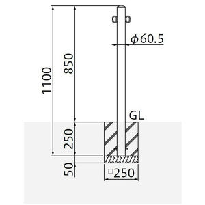 バリカーピラー型　車止め　スタンダード　スチールタイプ　φ60.5　H850