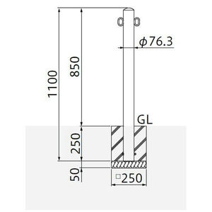 バリカーピラー型　車止め　スタンダード　スチールタイプ　φ76.3　H850