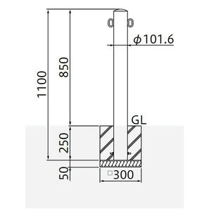バリカーピラー型　車止め　スタンダード　スチールタイプ　φ101.6　H850