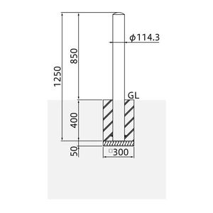 バリカーピラー型　車止め　スタンダード　スチールタイプ　埋込み400