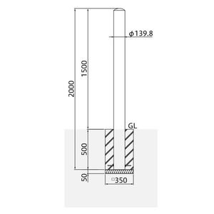 バリカーピラー型　車止め　スタンダード　ロングスチールタイプ　H1500