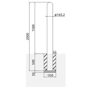 バリカーピラー型　車止め　スタンダード　ロングスチールタイプ　H1500