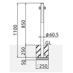 バリカーピラー型　のぼり用ポール　φ60.5×t1.5