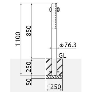 バリカーピラー型　のぼり用ポール　φ76.3×t2.0