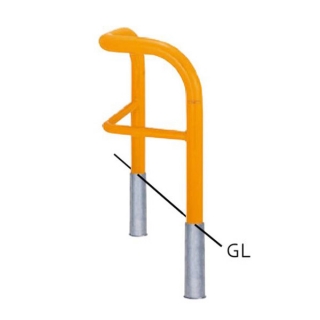 バリカー横型　車止め　スタンダード　スチールコーナータイプ（ハイショルダー）　φ76.3　H800
