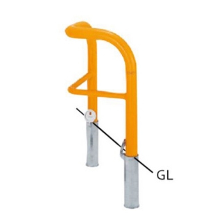 バリカー横型　車止め　スタンダード　スチールコーナータイプ（ハイショルダー）　φ76.3　H800