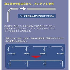 バリカー横型　車止め　駐輪場用　ステンレス製　組み合わせ自由