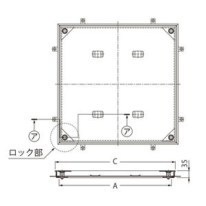 モルタル充填用（充填深さ：21mm） 屋内外用 密閉形（防水・防臭形） ステンレス製 ボルト固定式（施錠タイプ）　強度：歩行用