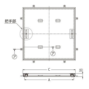 モルタル充填用（充填深さ：21mm） 屋内外用 一般形 ステンレス製 把手ロック式