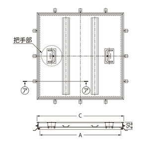 モルタル充填用（充填深さ：23mm） 屋内用 一般形 ステンレス製 把手ロック式