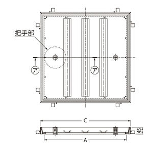 モルタル充填用（充填深さ：23.5mm） 屋内用 一般形 アルミニウム+ステンレス製 ステンレス目地 テーパ構造形