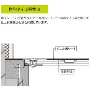 樹脂タイル張物用（適用床材：3.5mm以下） 屋内用 密閉形（防水・防臭形） ステンレス製 ボルト固定式（施錠タイプ）