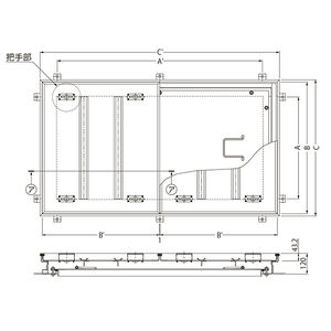 モルタル充填用（充填深さ：30mm） 屋内用 二重蓋 密閉形（防水・防臭形） スチール製 ステンレス目地 大口径ハッチ <強度：歩行用>