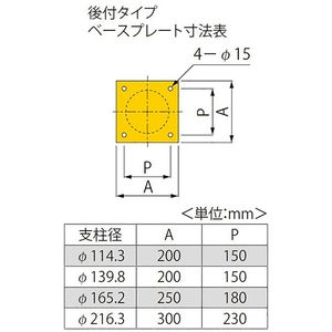 [Eシリーズ] 後付タイプ スチール製 車止め 焼付塗装 固定式 建物ガード用　角形ベースプレート