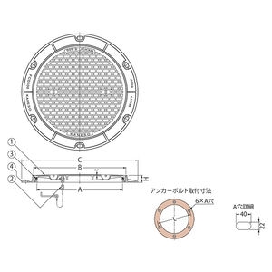 組立人孔取付用 簡易密閉形（簡易防水・防臭形） 丸枠 T荷重：T-20 グレードC