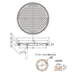 回転ロック式 簡易密閉形（簡易防水・防臭形） 丸枠 T荷重：T-2