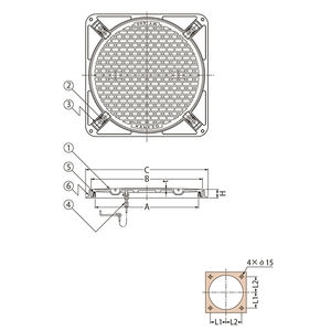 ボルトロック式 簡易密閉形（簡易防水・防臭形） 角枠 T荷重：歩行用