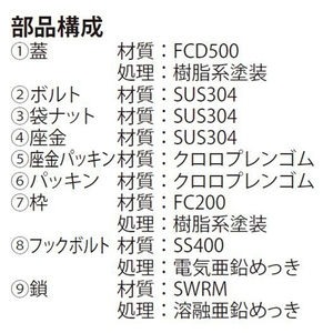 ボルトロック式 密閉形（防水・防臭形）耐内圧形 角枠 T荷重：T-20 グレードC